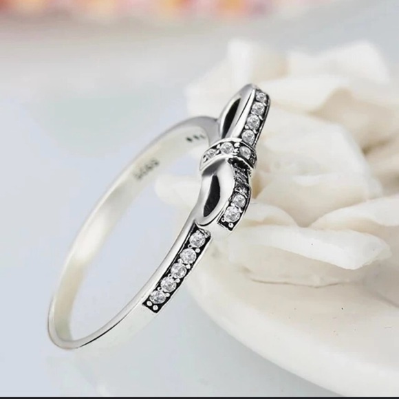 New Sterling Silver Exquisite Classic Bow Stackable Ring, Size 6 - Picture 3 of 9